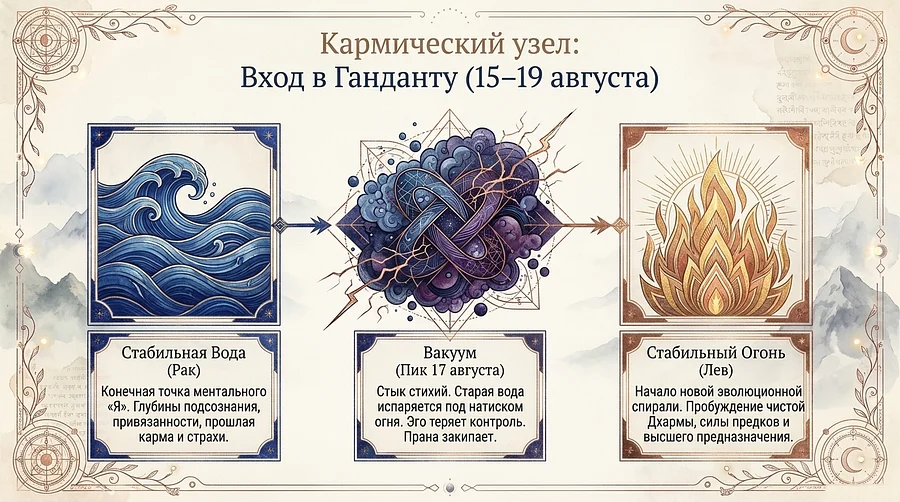 Переход Солнца в знак Льва и ганданта в августе